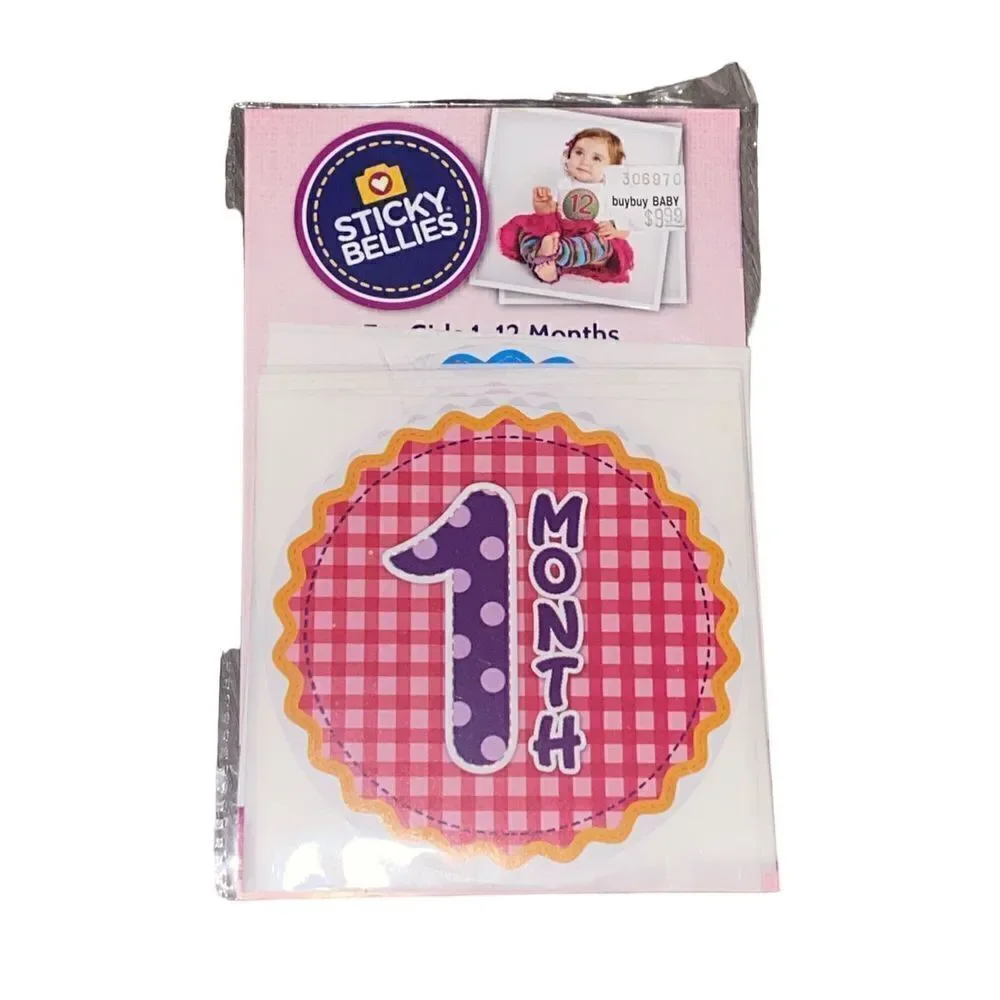 Babys First Year Milestone Belly Stickers 1-12 Month Stickers Peel Stick Click